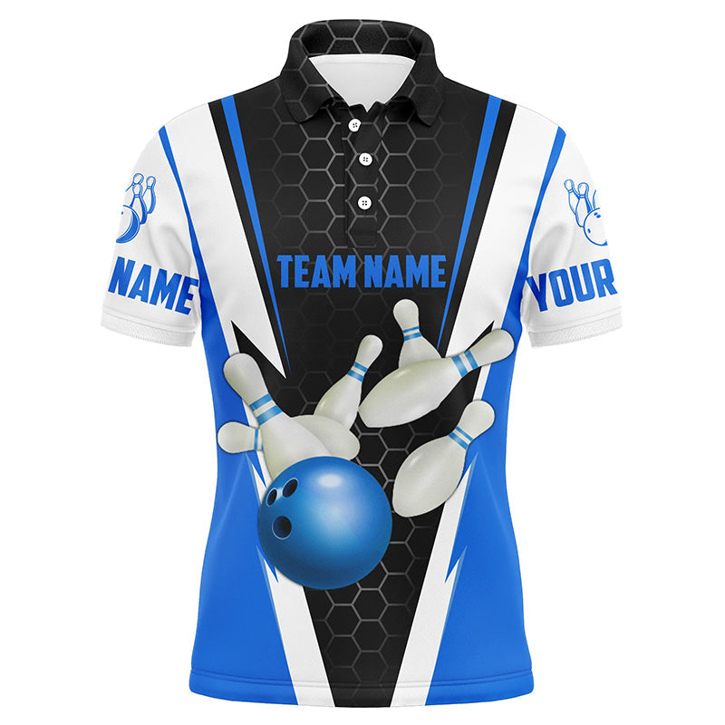 Bowlinghemden für Herren, individueller Name und Teamname, Strike Bowlingkugel und Pins, Team-Bowlinghemden IPHW4594