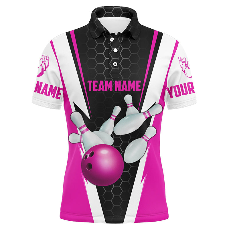 Bowlinghemden für Herren, individueller Name und Teamname, Strike Bowlingkugel und Pins, Team-Bowlinghemden IPHW4595