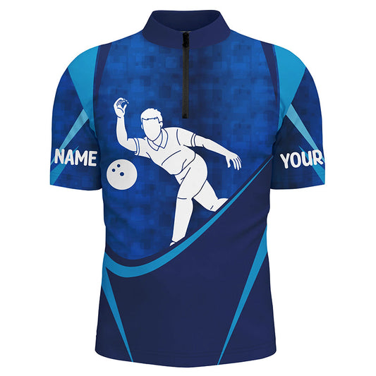 Personalisierte blaue Bowling-Jerseys für Herren, individuelle Bowling-Hemden für Herren IPHW4202