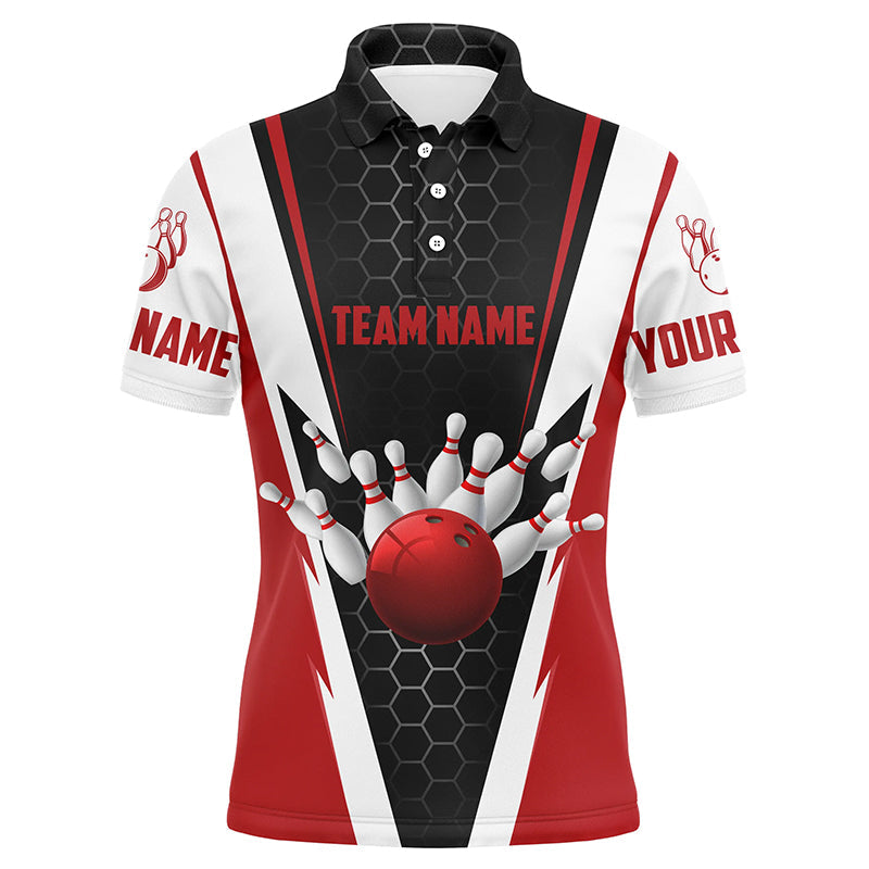 Bowlinghemden für Herren, individueller Name und Teamname, Strike Bowlingkugel und Pins, Team-Bowlinghemden IPHW4968