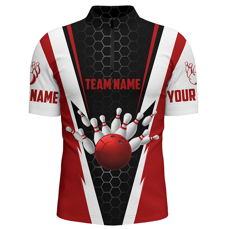 Bowlinghemden für Herren, individueller Name und Teamname, Strike Bowlingkugel und Pins, Team-Bowlinghemden IPHW4968