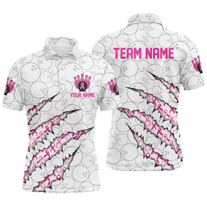 Individuell gestaltete rosa Bowling-Hemden für Damen, Bewusstsein für Brustkrebs, Team-Jersey IPHW7046