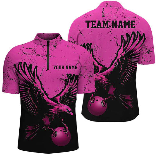 Individuelle pinke Adler-Bowlingteam-Hemden für Herren, Grunge-Vintage-Bowlingteam-Trikots Outfits IPHW5847