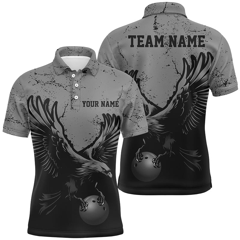 Individuelle graue Adler-Bowlingteam-Hemden für Herren, Grunge-Vintage-Bowlingteam-Trikots Outfits IPHW5849