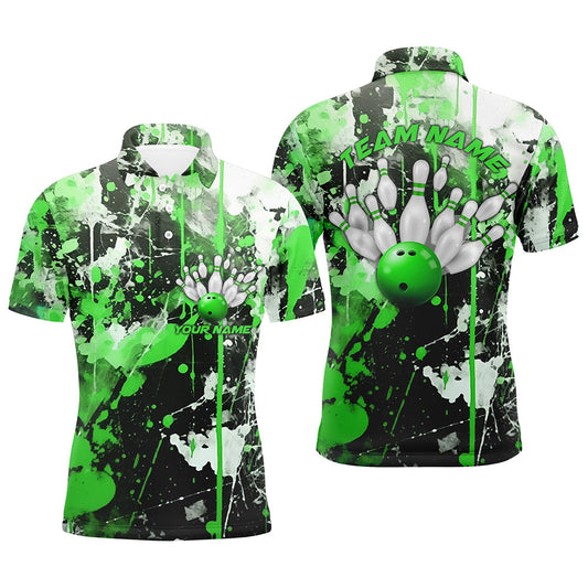 Grüne Camo-Bowlingteam-Hemden für Herren, Polohemden, personalisierte Bowlingliga-Trikots, "Strike"-Bowling IPHW5414