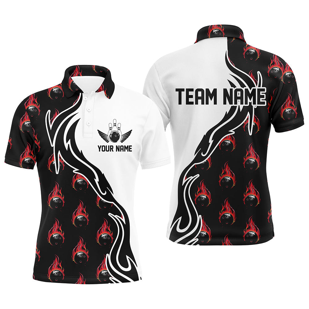 Individuelles rotes Flammen-Bowlinghemd für Herren, Bowling-Outfit, individuelle Bowlingteam-Uniformen IPHW6950