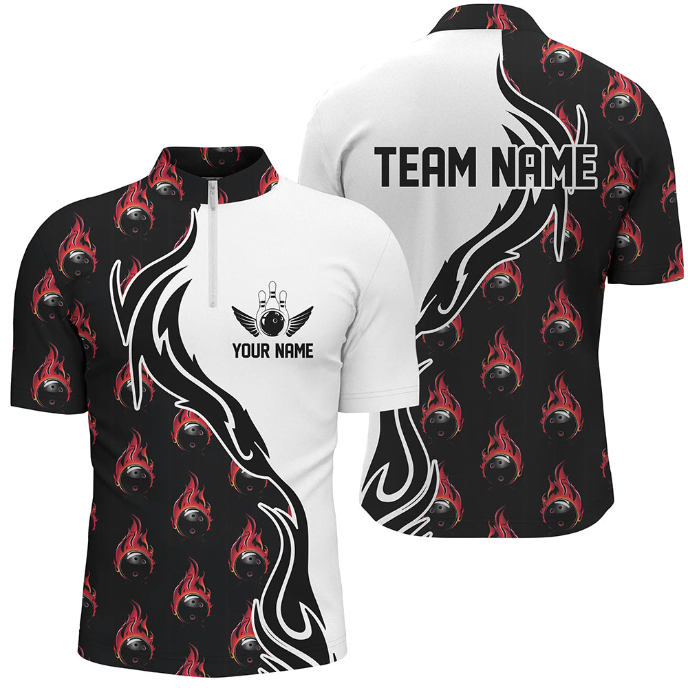 Individuelles rotes Flammen-Bowlinghemd für Herren, Bowling-Outfit, individuelle Bowlingteam-Uniformen IPHW6950