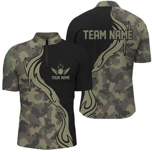 Militärgrüne Camo-individuelle Armee-Bowlingteam-Hemden, personalisierte Bowlingliga-Hemden für Herren IPHW5515