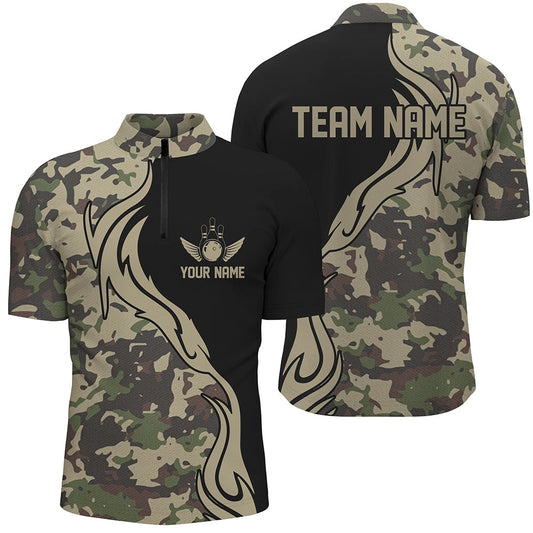 Militärgrüne Camo-individuelle Armee-Bowlingteam-Hemden, personalisierte Bowlingliga-Hemden für Herren IPHW5517