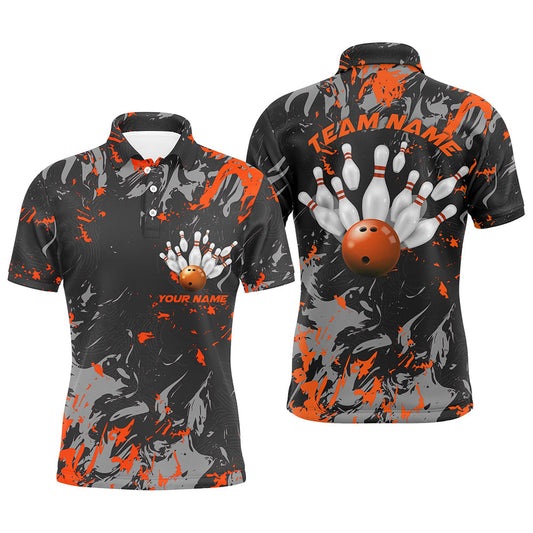 Schwarz-orange Camo-Bowlingteam-Hemden für Herren, individuelle Polohemden, Bowlingliga IPHW5361