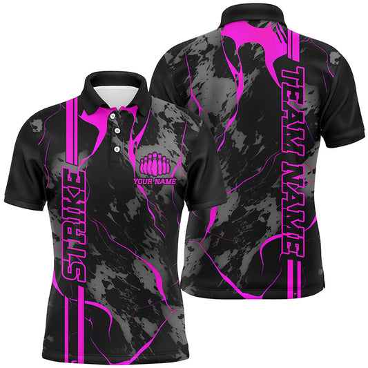 Individuelle pinke "Strike"-Bowlinghemden für Herren, Polo, pinke Camo-Bowlingteam-Trikots, Bowlingliga IPHW5384