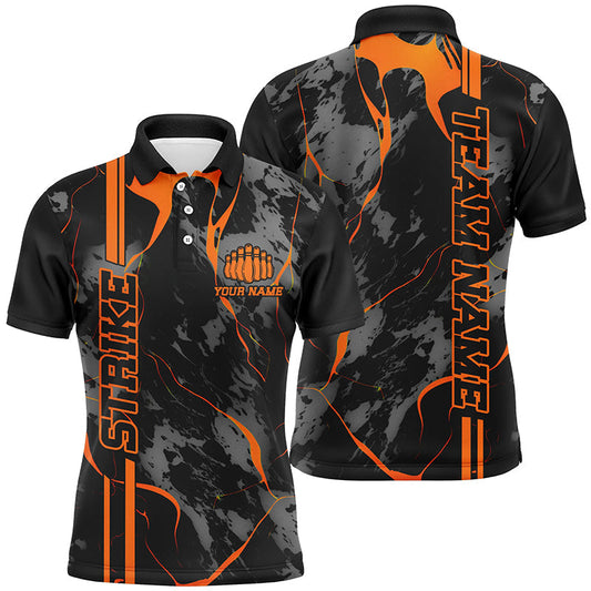 Individuelle orange "Strike"-Bowlinghemden für Herren, Polo, orange Camo-Bowlingteam-Trikots, Bowlingliga IPHW5385