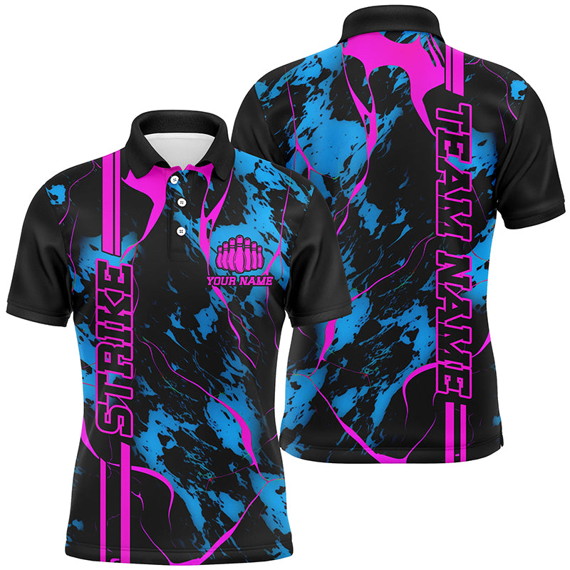 Individuelle blaue und pinke "Strike"-Bowlinghemden für Herren, Polo, Camo-Bowlingteam-Trikots, Bowlingliga IPHW5387