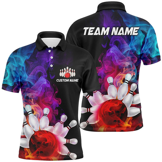 Bunte Bowling-Polohemden für Herren, Smoke-Bowling-Trikots, Bowlingteam-Hemden IPHW5403