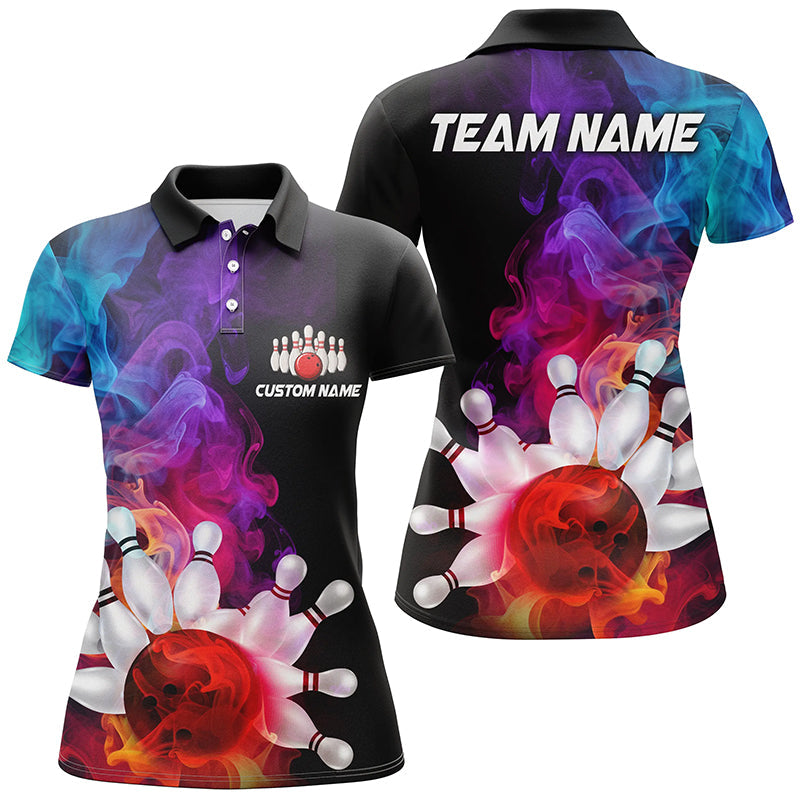 Bunte Bowling-Polohemden für Damen, Smoke-Bowling-Trikots, Damen-Bowlingteam-Hemden IPHW5403