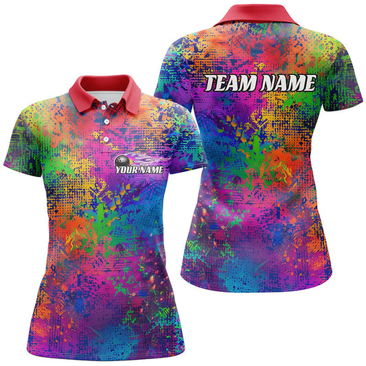 Individuelle bunte Bowling-Polohemden für Damen, Pride-Farben-Damen-Bowling-Outfit IPHW6788