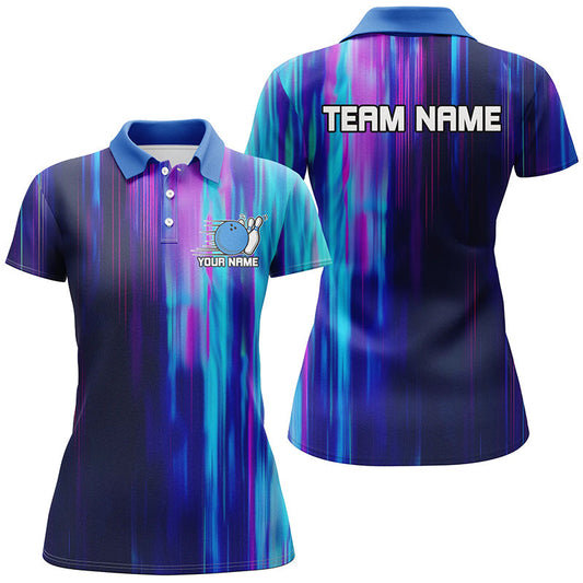 Blau-lila individuelle Bowlinghemden für Damen, Galaxy-Bowlingteam-Hemden IPHW6793