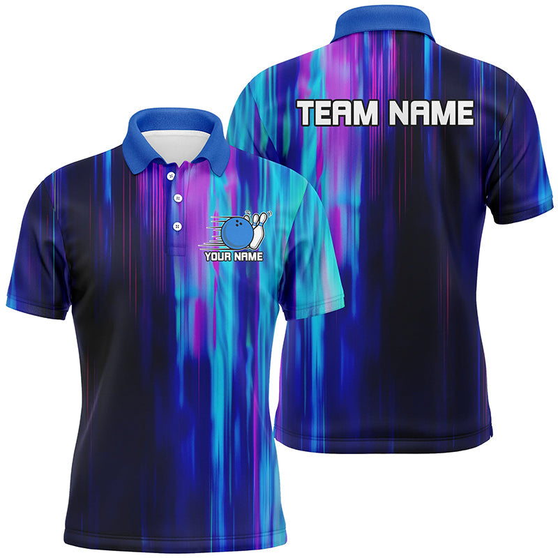 Blau-lila individuelle Bowlinghemden für Herren, Galaxy-Bowlingteam-Hemden IPHW6793