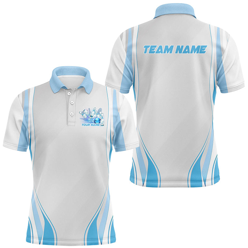 Blaue Bowlinghemden für Herren und Damen, individuelle Namens-Bowling-Uniformen, Bowlingtrikots IPHW6956