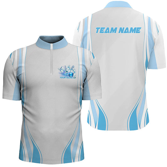 Blaue Bowlinghemden für Herren und Damen, individuelle Namens-Bowling-Uniformen, Bowlingtrikots IPHW6956