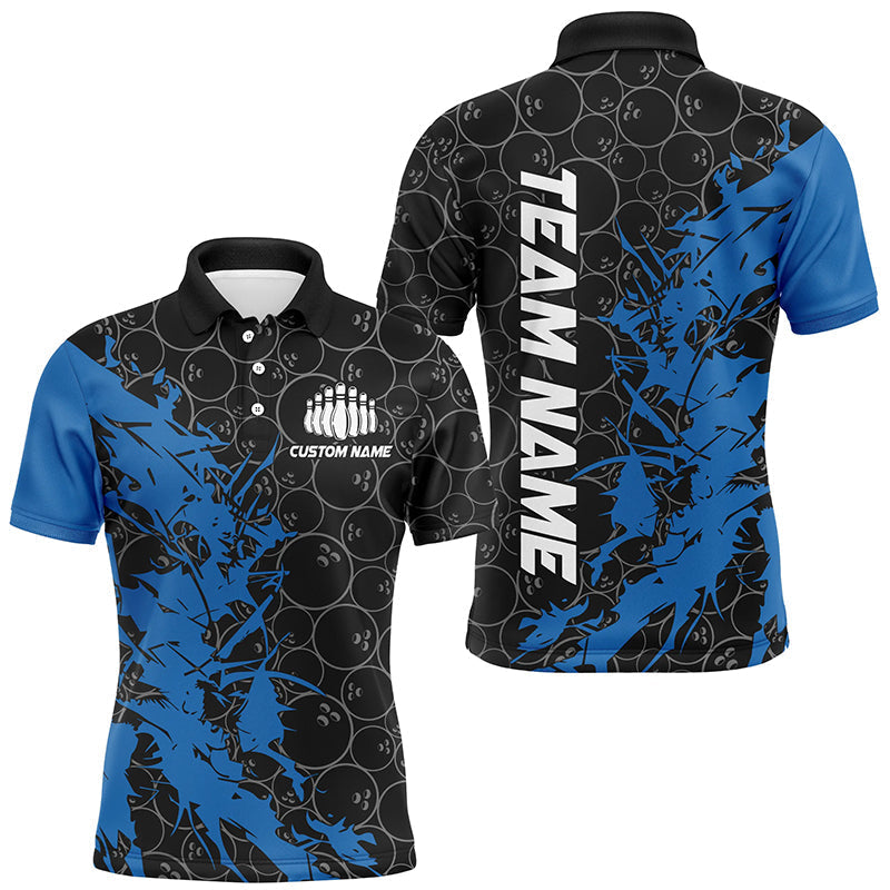 Schwarz-blaue individuelle Bowlinghemden für Herren, individuelle Bowlingtrikots, Bowlingteam-Hemden IPHW6981