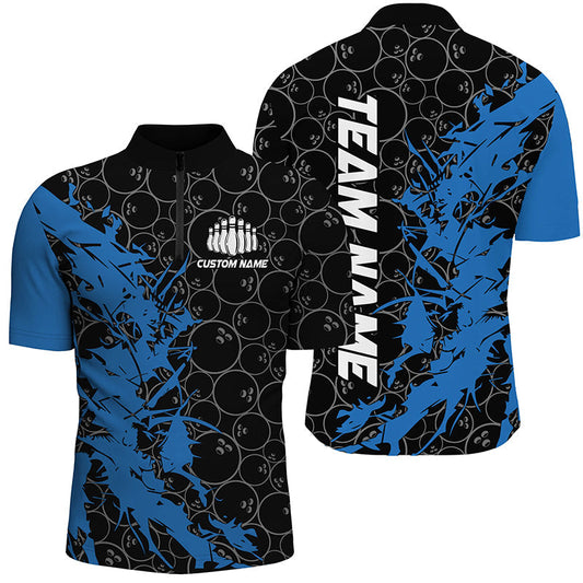 Schwarz-blaue individuelle Bowlinghemden für Herren, individuelle Bowlingtrikots, Bowlingteam-Hemden IPHW6981