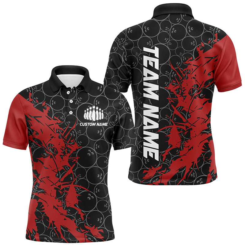 Schwarz-rote individuelle Bowlinghemden für Herren, individuelle Bowlingtrikots, Bowlingteam-Hemden IPHW6982