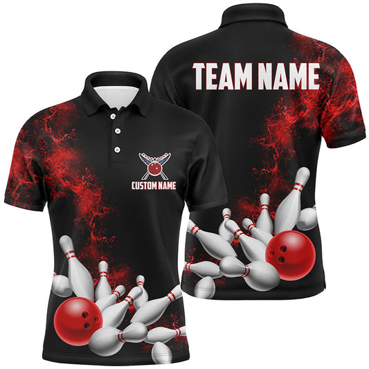 Individuelle rote "Strike"-Bowlinghemden für Herren und Damen, Bowlingteam-Trikots, Bowlingliga-Hemden IPHW5469