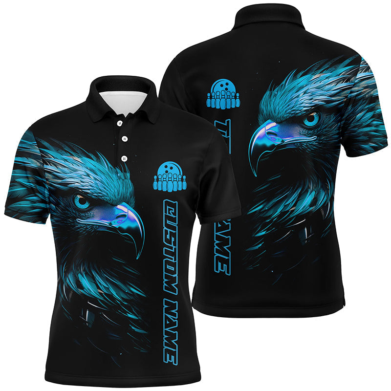 Blauer Adler, individuelle Bowling-Polohemden für Herren, Bowlingliga-Team-Trikots, Bowler-Outfits IPHW5313