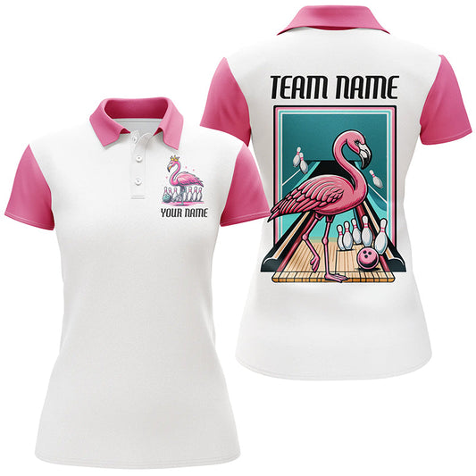 "Flamingo On The Lane" individuelle pinke Flamingo-Bowling-Teamhemden für Damen IPHW6698