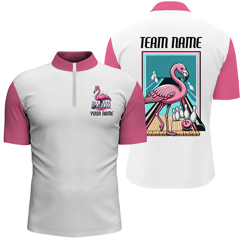 "Flamingo On The Lane" individuelle pinke Flamingo-Bowling-Teamhemden für Herren und Damen IPHW6698