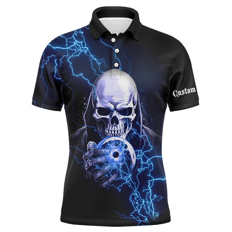 Blaue Thunder-Schädel individuelle Bowlingteam-Hemden für Herren und Damen, Bowlingteam-Trikots, Bowler IPHW5512