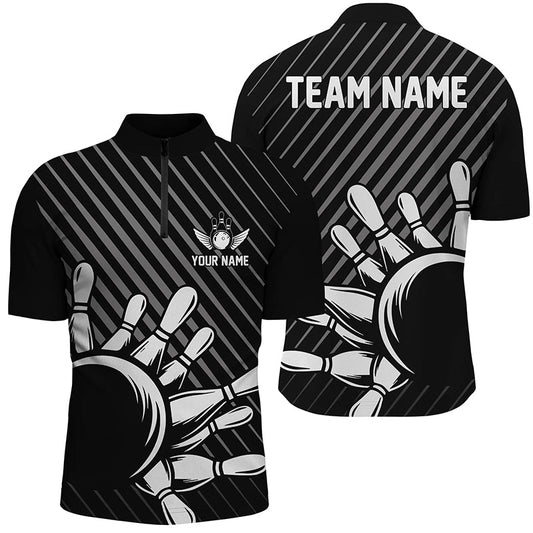 Personalisierte Bowlingtrikots mit Name und Teamname, Bowling-Polohemd für Herren IPHW5338