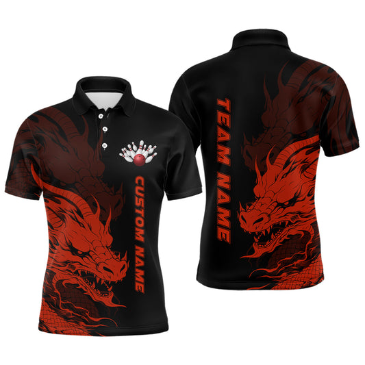 Individuell gestaltete Herren-Bowling-Poloshirts mit Drachen-Motiv, Mannschafts-Trikots für Bowling-Ligen IPHW5291