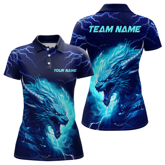 Blauer Lightning Thunder, individuelle Drachen-Bowlingteam-Hemden für Damen, Bowlingliga-Trikots IPHW5293