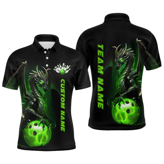 Individuelle Herren-Bowling-Polohemden, grüne Drachen-Bowlingteam-Trikots, Bowlingliga-Hemden, Outfits IPHW5350