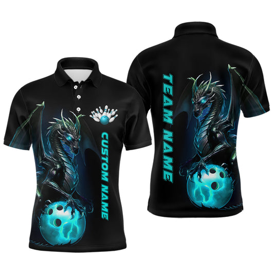 Individuelle Herren-Bowling-Polohemden, blaue Drachen-Bowlingteam-Trikots, Bowlingliga-Hemden, Outfits IPHW5351