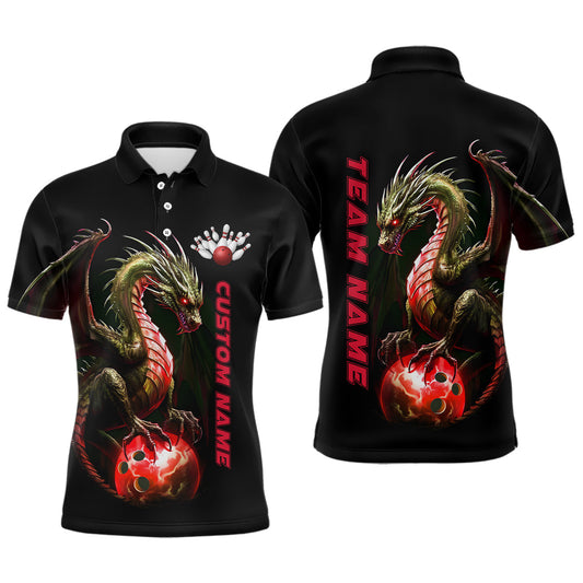 Personalisierte rote Drachen-Bowlingteam-Trikots für Herren, Polohemden, Bowlingliga-Hemden IPHW5355