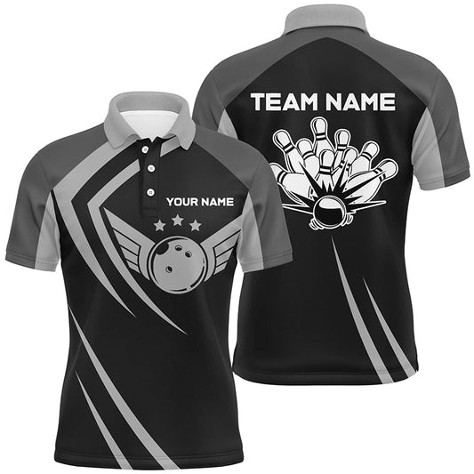 Schwarze Retro-Vintage-Bowling-Poloshirts für Herren – Individuelle Bowling-Team-Liga-Trikots NQS6593