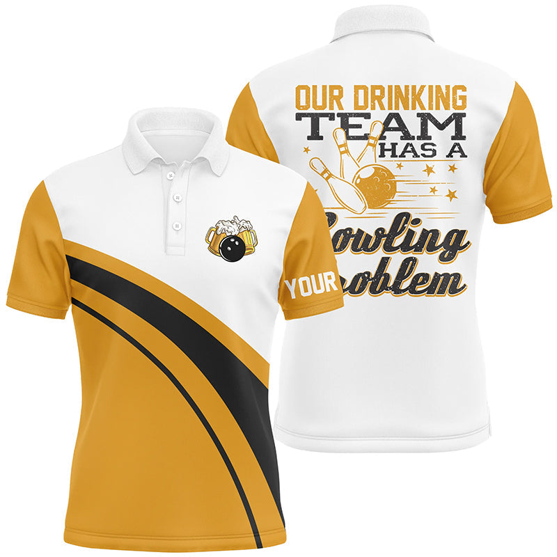 Lustige Gelbe Retro-Bier-Bowling-Poloshirts für Herren My drinking team has a bowling problem NQS6755