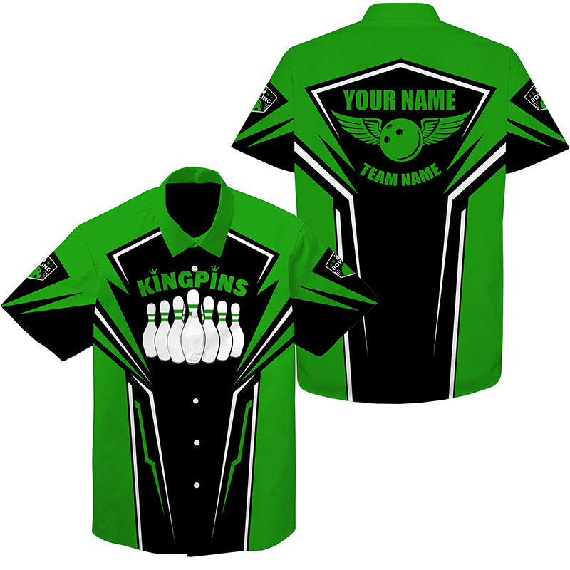 Hawaiianisches Bowlinghemd, personalisierter Name und Teamname, King Pins Bowling-Trikots, Bowling-Teamhemden NQS4522