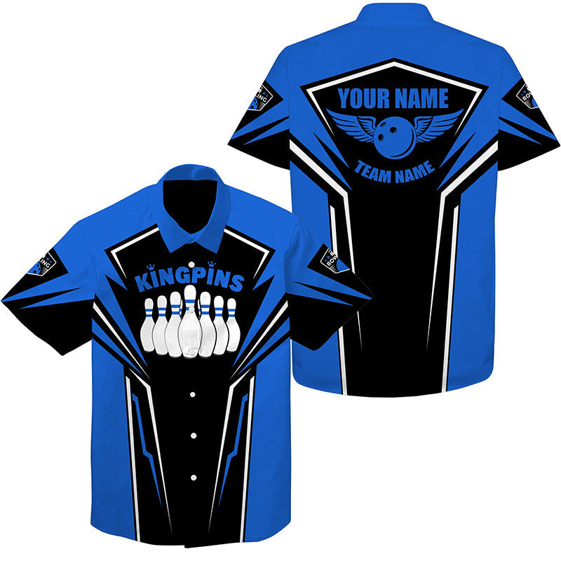 Hawaiianisches Bowlinghemd, personalisierter Name und Teamname, King Pins Bowling-Trikots, Bowling-Teamhemden NQS4522