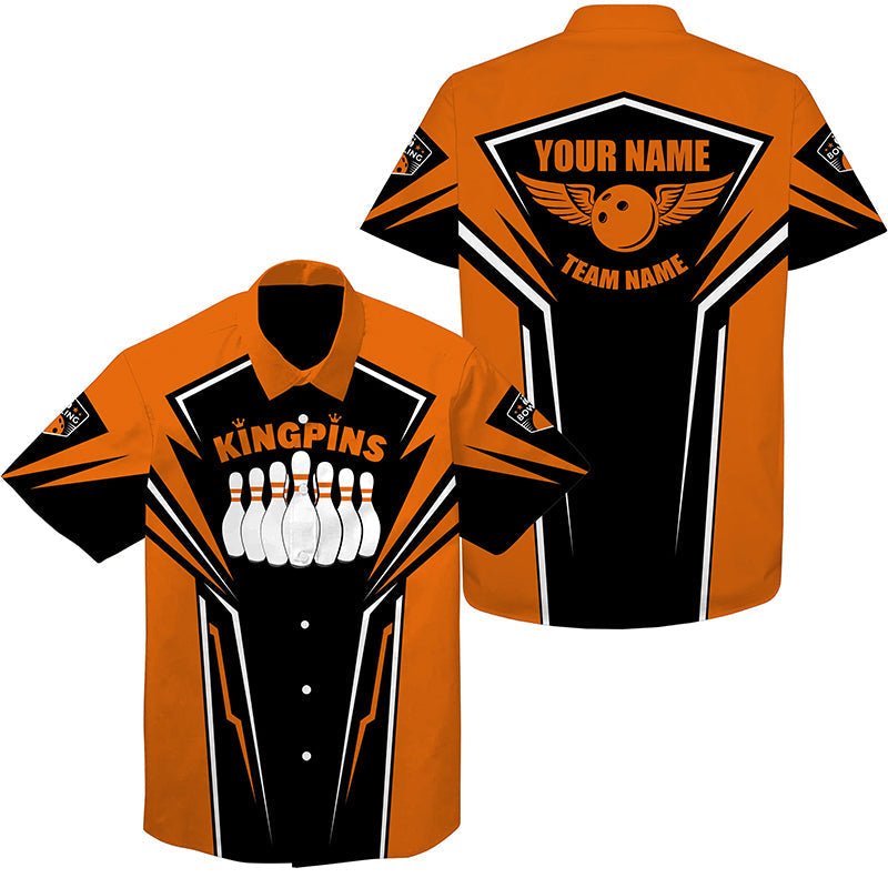 Hawaiianisches Bowlinghemd, personalisierter Name und Teamname, King Pins Bowling-Trikots, Bowling-Teamhemden NQS4522