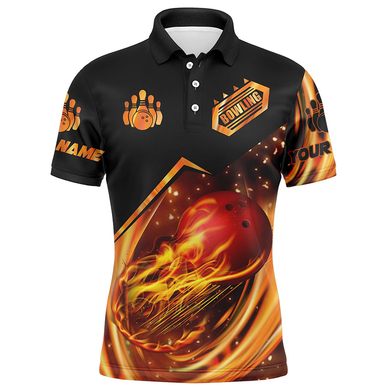 Herren-Bowlinghemd, personalisierter Name, Flammen-Bowlinghemd, personalisierte Bowling-Teamhemden, Bowling-Trikots NQS4453