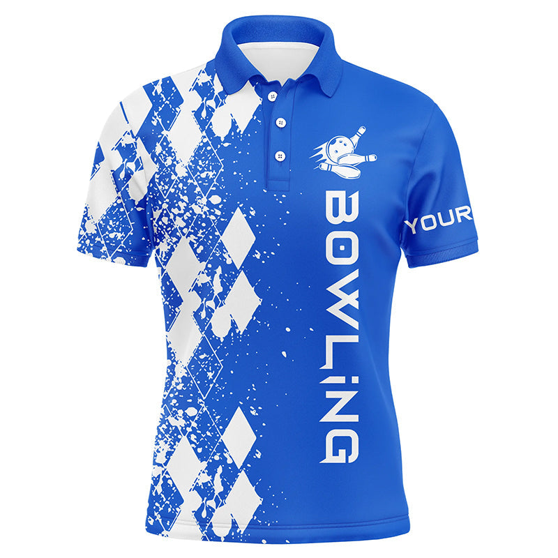 Herren-Bowling-Poloshirt, personalisiertes blaues Bowlinghemd für Männer, personalisiertes Bowling-Geschenk, Bowlingtrikots NQS5099