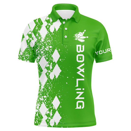 Herren-Bowling-Poloshirt, personalisiertes grünes Bowlinghemd für Männer, personalisiertes Bowling-Geschenk, Bowlingtrikots NQS5100