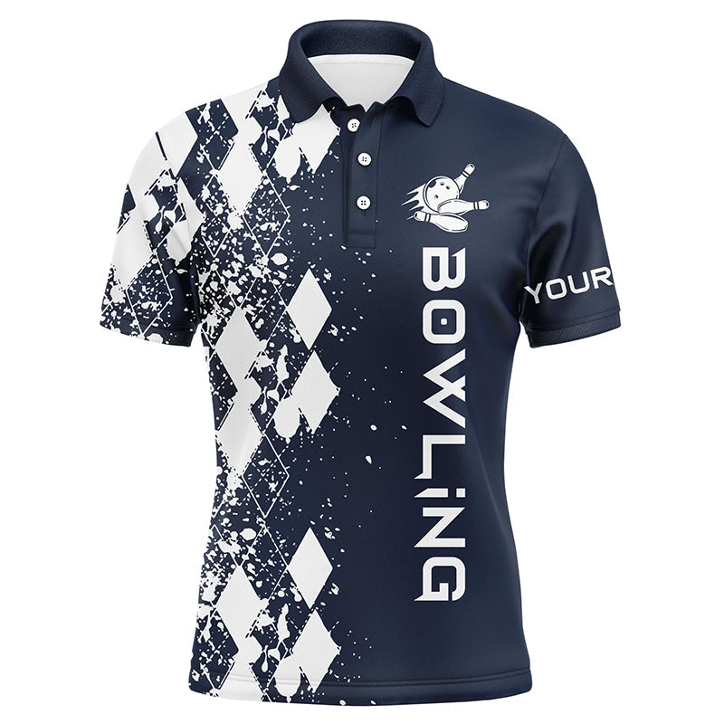 Herren-Bowling-Poloshirt, personalisiertes navyblaues Bowlinghemd für Männer, personalisiertes Bowling-Geschenk, Bowlingtrikots NQS5102