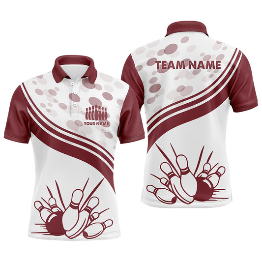 Individuelle Vintage-weiße Bowling-Poloshirts für Herren – Personalisierte Bowling-Team-Trikots NQS5519