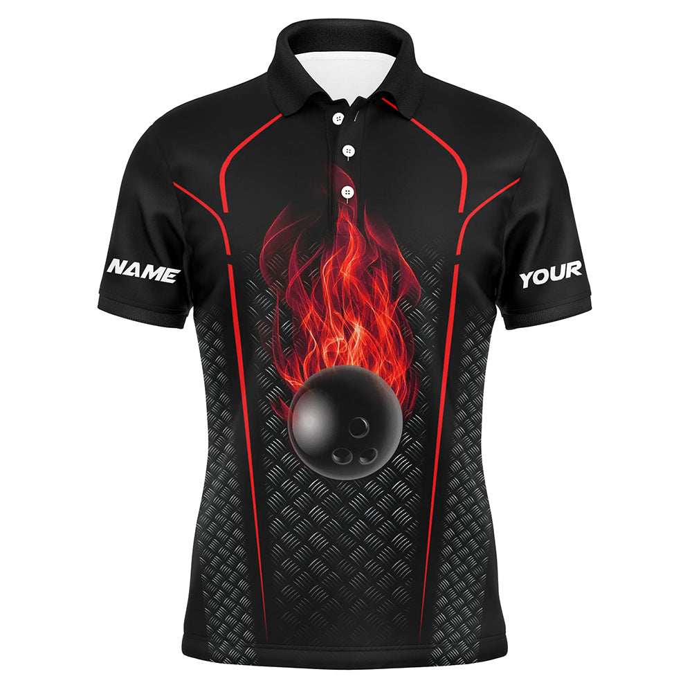 Bowling-Shirt für Herren – Individuelles Bowling-Poloshirt, 3D-Bowling-Team-Trikot | Rot NQS6769