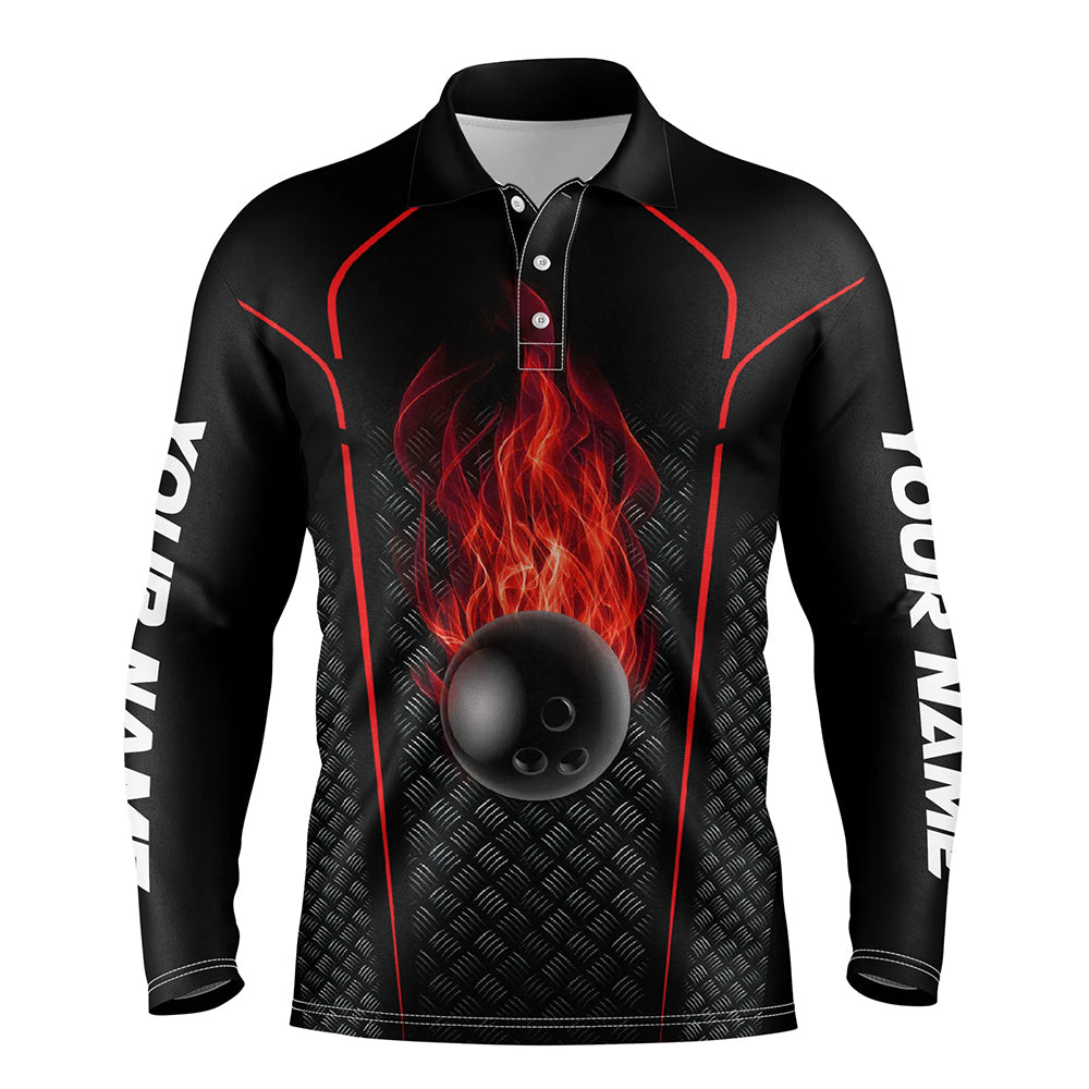 Bowling-Shirt für Herren – Individuelles Bowling-Poloshirt, 3D-Bowling-Team-Trikot | Rot NQS6769